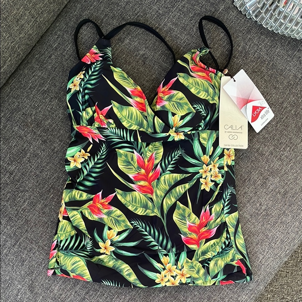 CALIA Tropical Print Bathing Suit Top